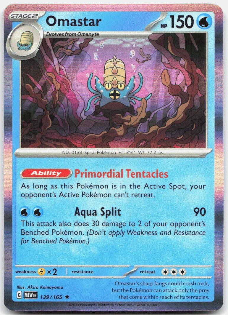Omastar 139/165 Rare 151 Pokemon Holo Near Mint