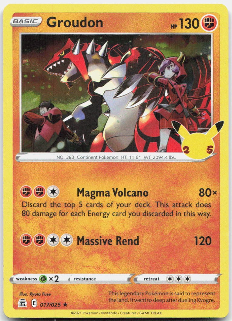 Groudon 017/025 Rare Celebrations Pokemon Holo Near Mint