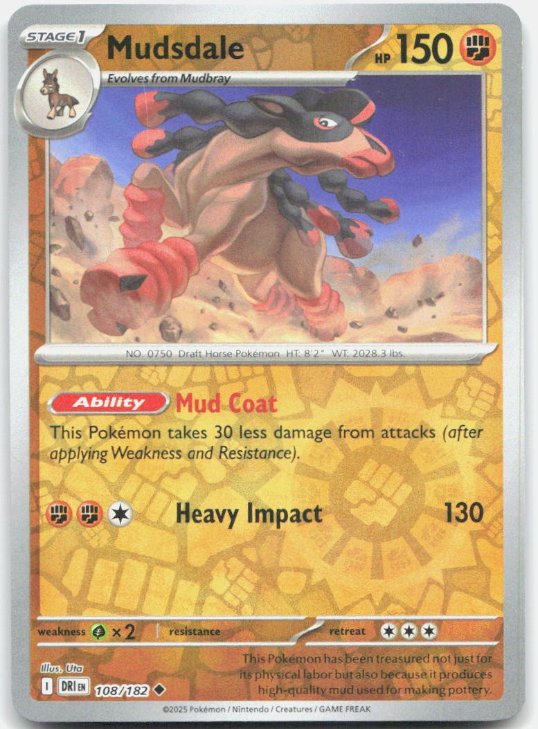 Mudsdale Reverse Holo Uncommon SV10: Destined Rivals 108/182 NM
