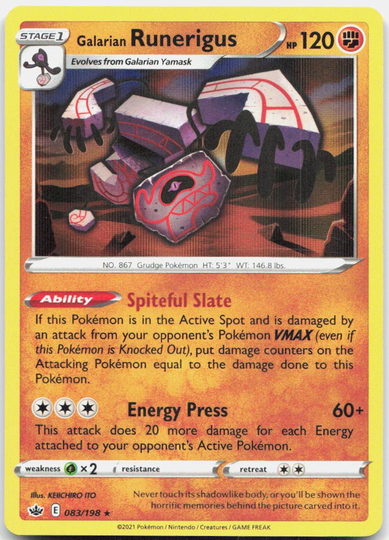 Galarian Runerigus 083/198 Holo Rare Chilling Reign Pokemon Reverse Holo NM