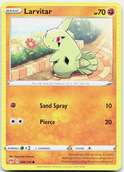 Larvitar 086/189 Common Darkness Ablaze Pokemon Near Mint