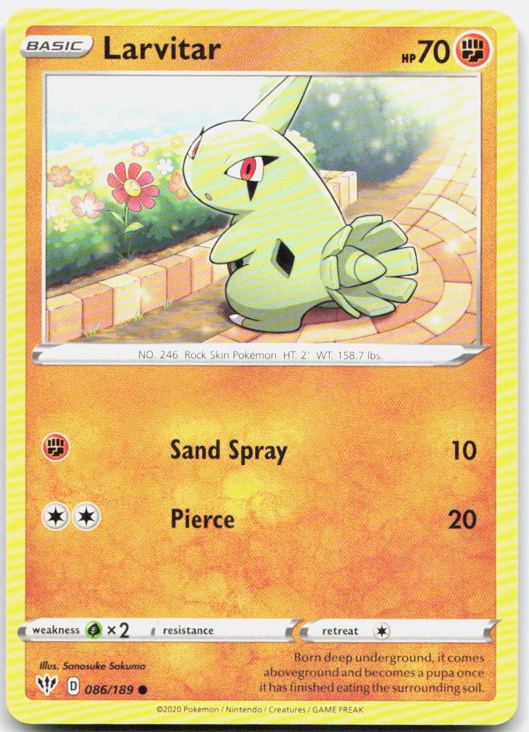 Larvitar 086/189 Common Darkness Ablaze Pokemon Near Mint