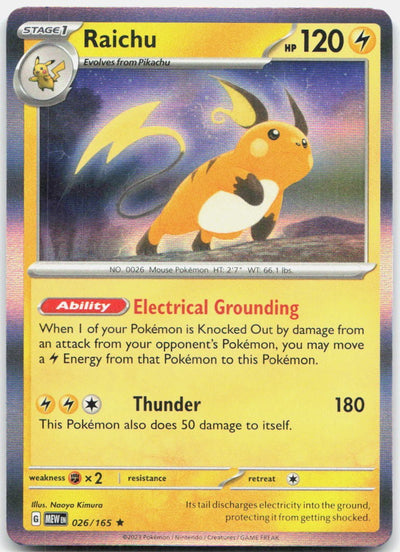 Raichu 026/165 Rare 151 Pokemon Holo Near Mint