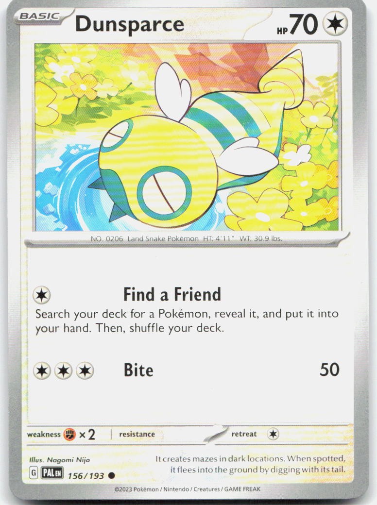 Dunsparce 156/193 Common Paldea Evolved Pokemon Near Mint