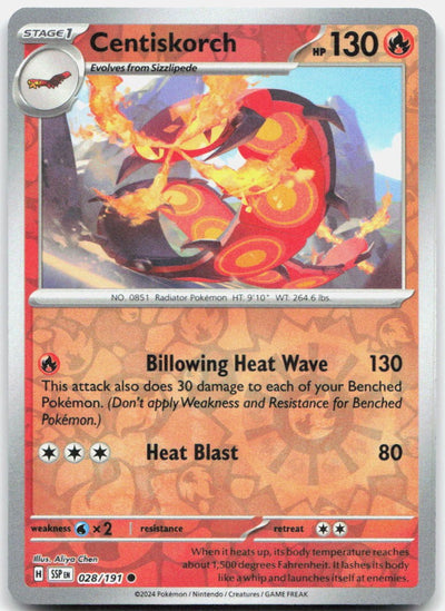 Centiskorch Reverse Holo Common SV08: Surging Sparks 028/191 NM