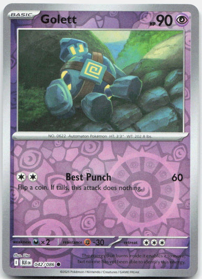 Golett Reverse Holo Common SV: Black Bolt 042/086 NM