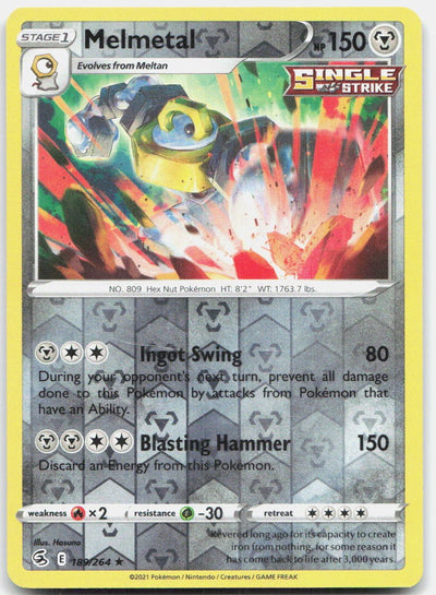 Melmetal 189/264 Holo Rare Fusion Strike Pokemon Reverse Holo Lightly Played