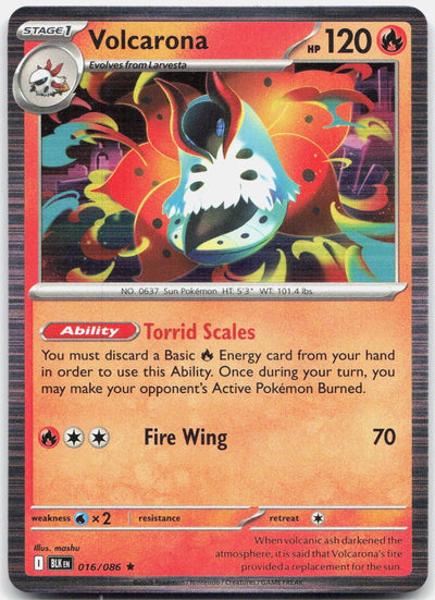 Volcarona 016/086 Holo Rare Black Bolt Pokemon Near Mint