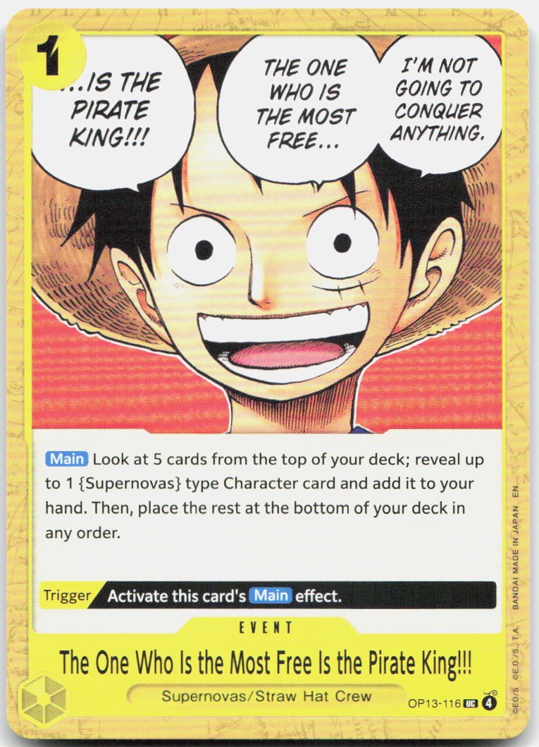 The One Who Is the Most Free Is the Pirate King!!! Tournament Cards OP13-116 NM