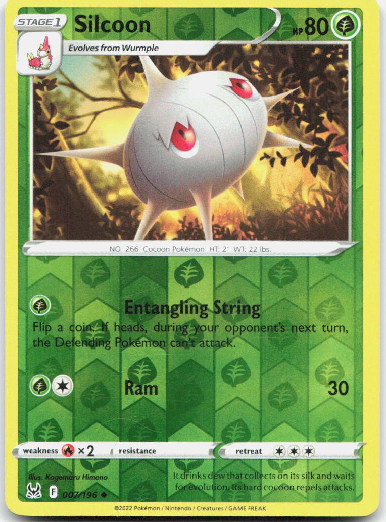 Silcoon Reverse Holo Uncommon SWSH11: Lost Origin 007/196 NM