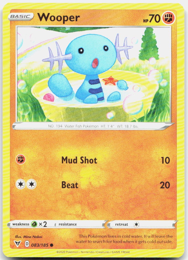 Wooper 083/185 Common Vivid Voltage Pokemon Near Mint