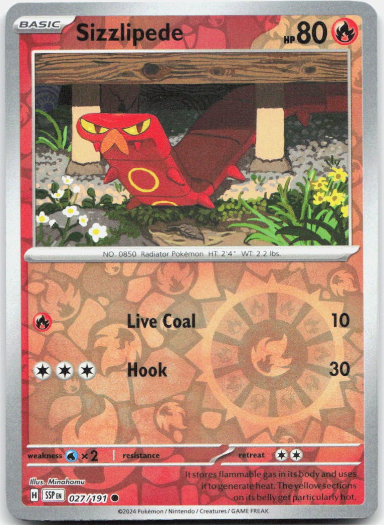 Sizzlipede Reverse Holo Common SV08: Surging Sparks 027/191 NM