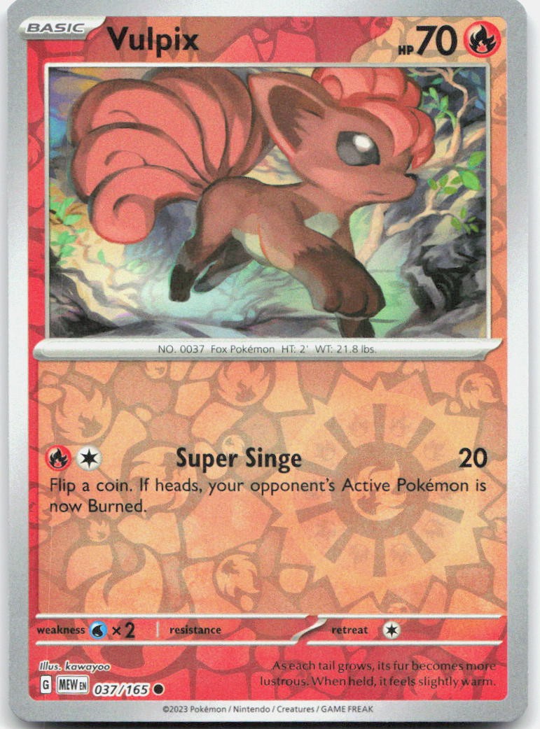Vulpix 037/165 Common 151 Pokemon Reverse Holo Near Mint