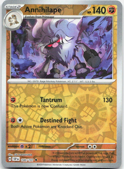 Annihilape Reverse Holo Uncommon SV08: Surging Sparks 100/191 NM