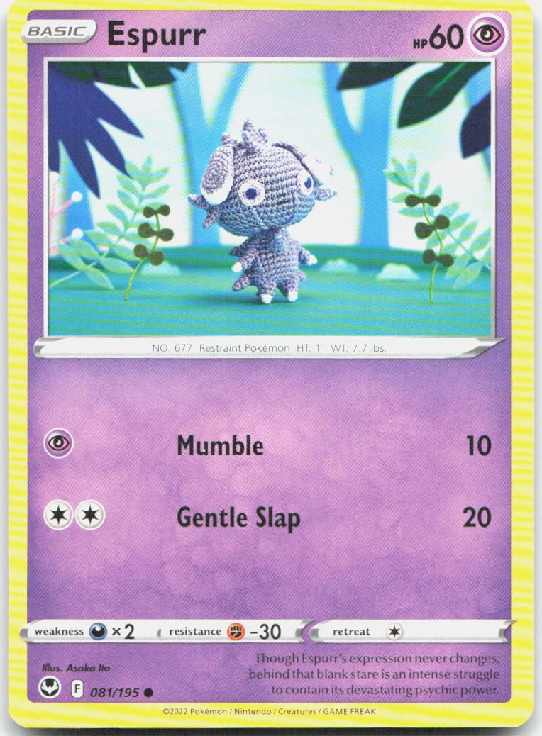 Espurr 081/195 Common Silver Tempest Pokemon Near Mint