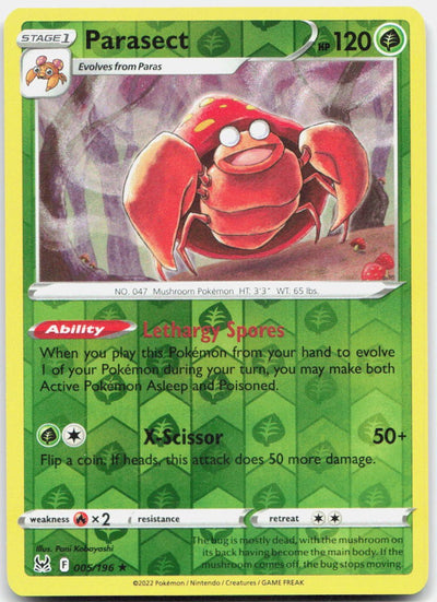 Parasect Reverse Holo Rare SWSH11: Lost Origin 005/196 NM