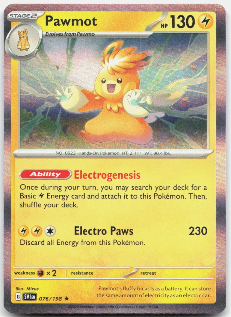 Pawmot 076/198 Rare Scarlet & Violet Pokemon Holo Near Mint