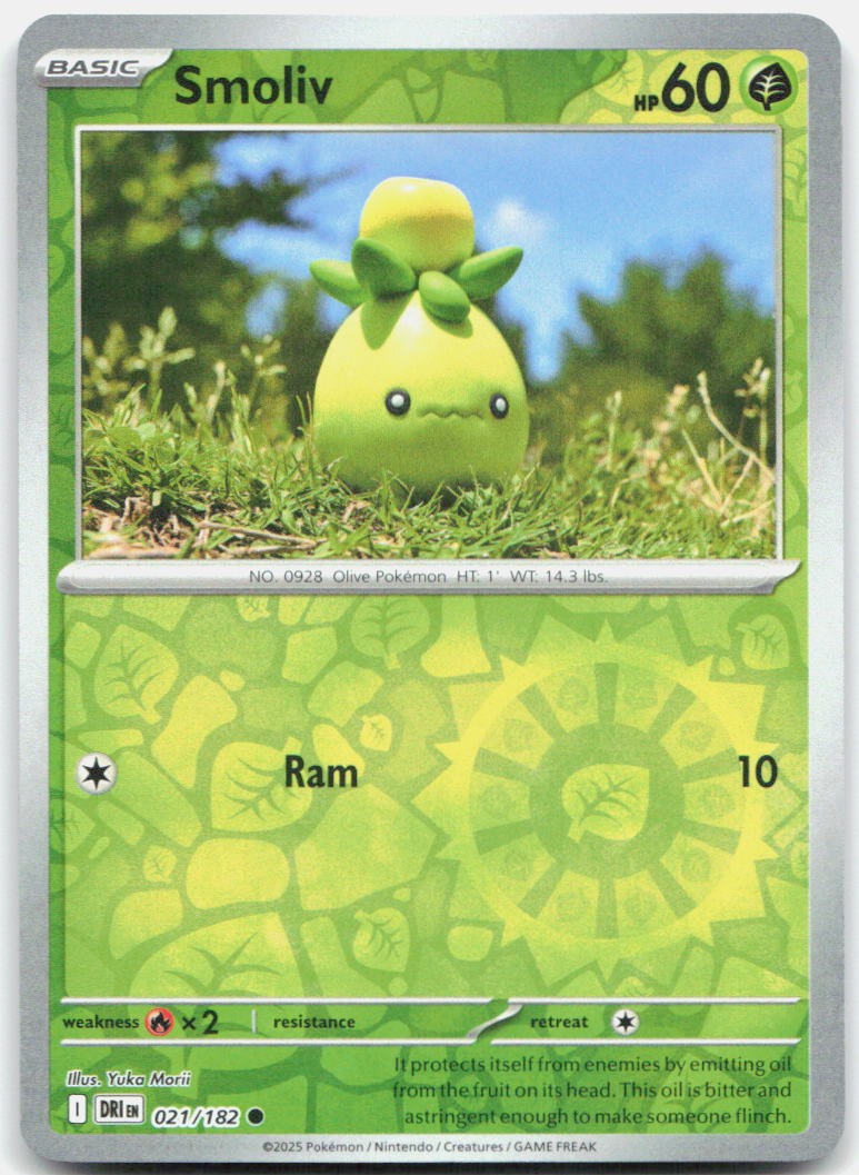 Smoliv 021/182 Common Destined Rivals Pokemon Reverse Holo Near Mint