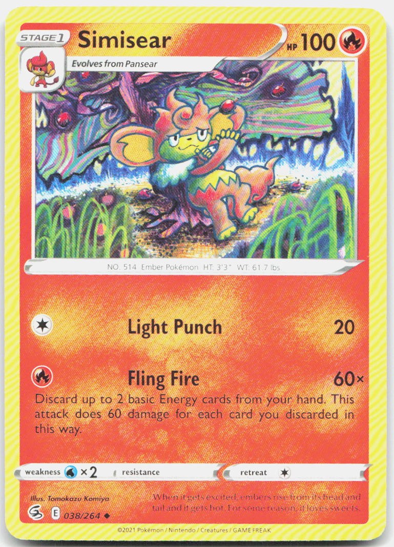 Simisear 038/264 Uncommon Fusion Strike Pokemon Near Mint