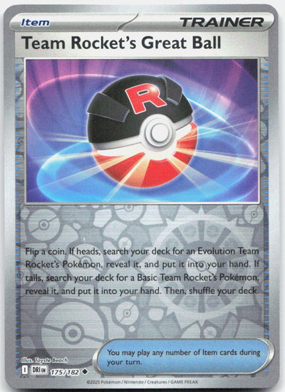 Team Rocket's Great Ball 175/182 Destined Rivals Pokemon Reverse Holo NM