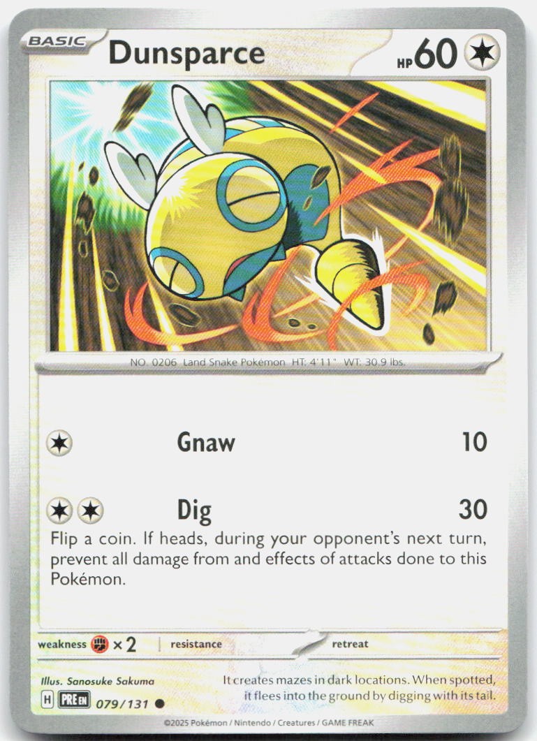 Dunsparce 079/131 Common Prismatic Evolutions Pokemon Near Mint