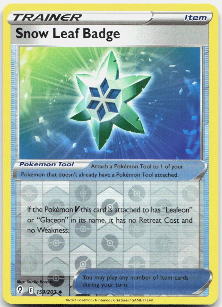 Snow Leaf Badge 159/203 Uncommon Evolving Skies Pokemon Reverse Holo Near Mint