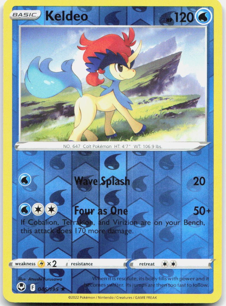 Keldeo 046/195 Rare Silver Tempest Pokemon Reverse Holo Near Mint