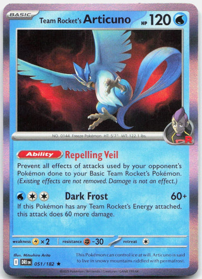 Team Rocket's Articuno 051/182 Rare Destined Rivals Pokemon Holo Near Mint