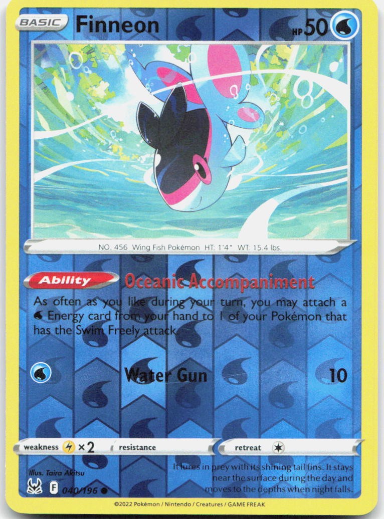 Finneon Reverse Holo Common SWSH11: Lost Origin 040/196 NM