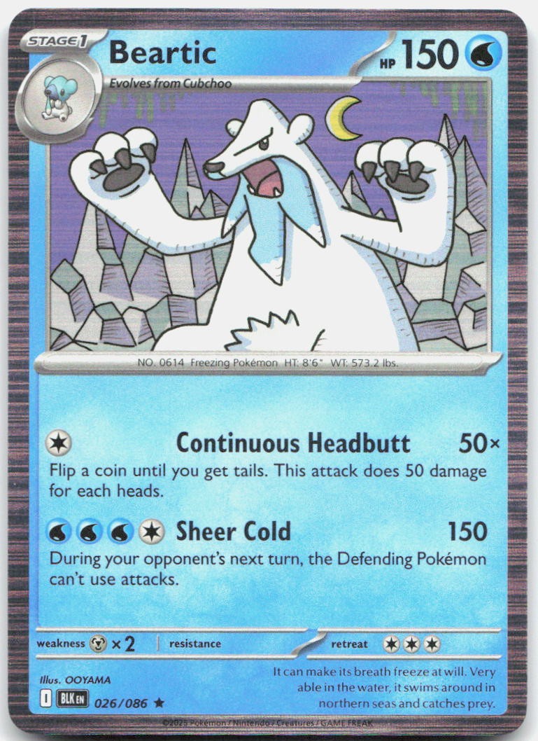 Beartic 026/086 Holo Rare Black Bolt Pokemon Near Mint