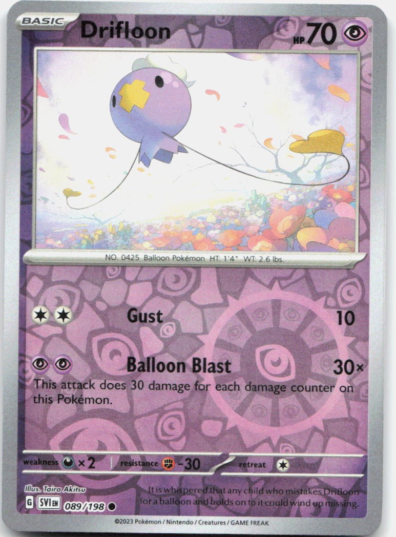 Drifloon Reverse Holo Common SV01: Scarlet & Violet Base Set 089/198 NM