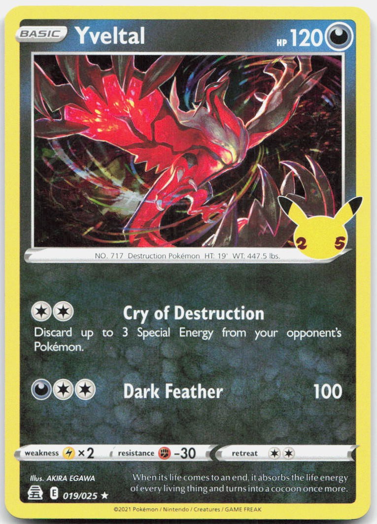 Yveltal 019/025 Rare Celebrations Pokemon Holo Near Mint
