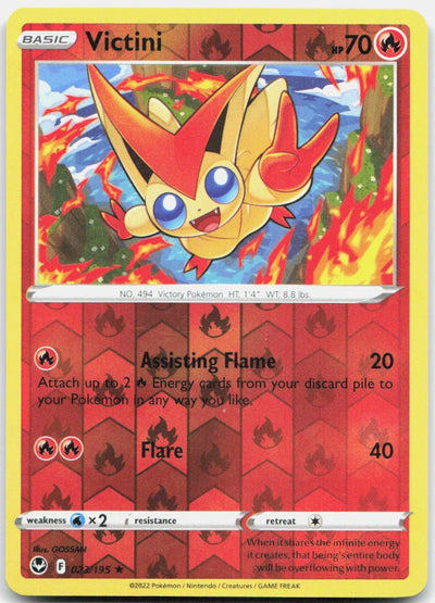 Victini 023/195 Rare Silver Tempest Pokemon Reverse Holo Near Mint