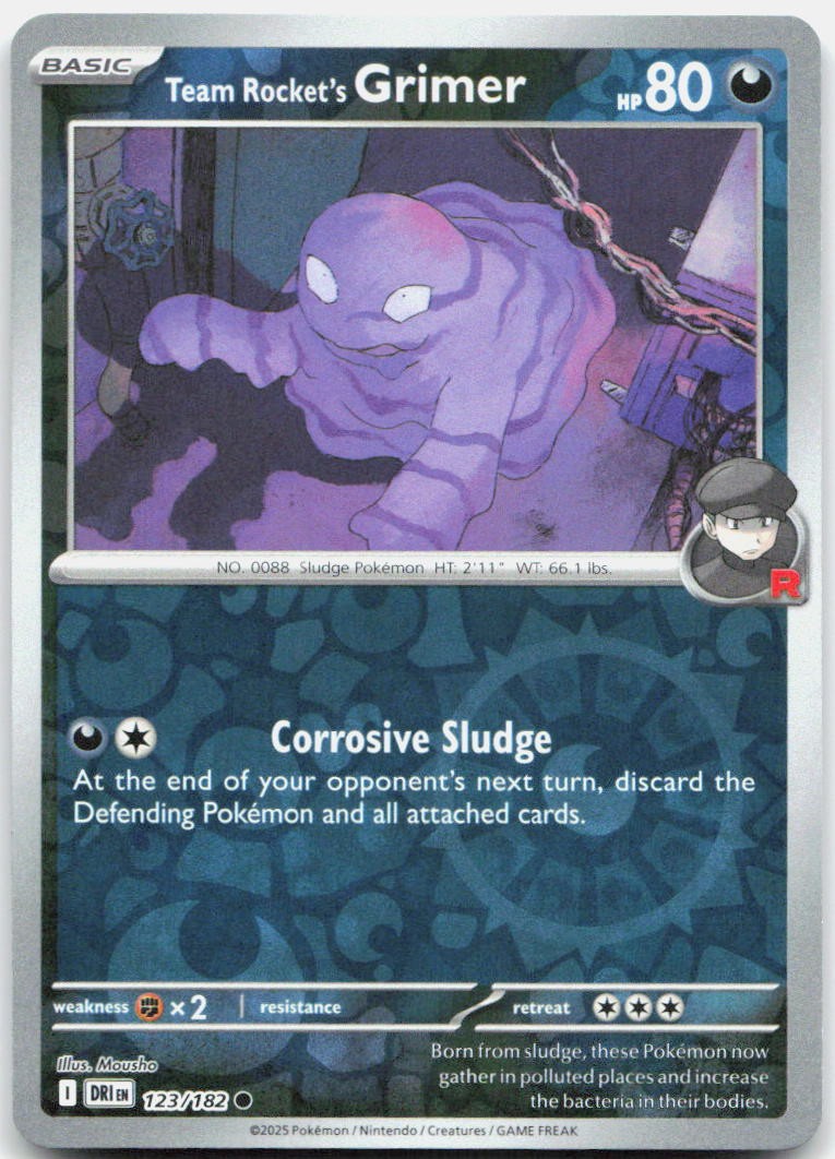 Team Rocket's Grimer 123/182 Common Destined Rivals Pokemon Reverse Holo NM
