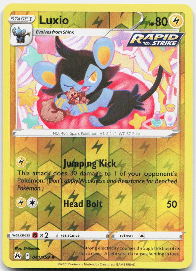 Luxio 041/159 Uncommon Crown Zenith Pokemon Reverse Holo Near Mint