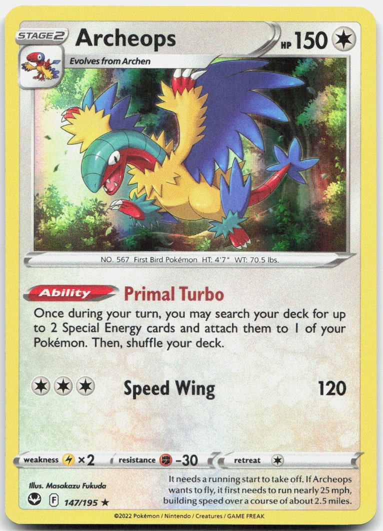 Archeops 147/195 Holo Rare Silver Tempest Pokemon Near Mint