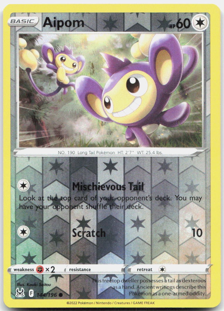 Aipom Reverse Holo Common SWSH11: Lost Origin 144/196 NM