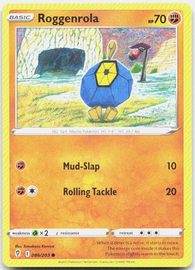 Roggenrola 086/203 Common Evolving Skies Pokemon Near Mint