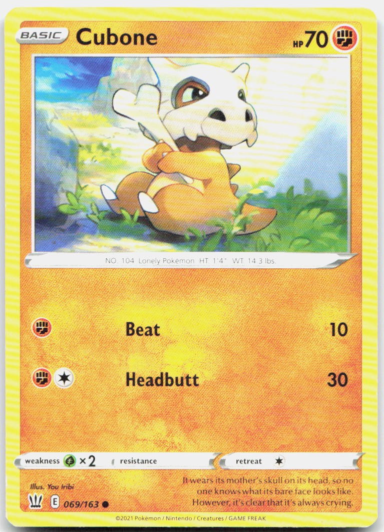 Cubone 069/163 Common Battle Styles Pokemon Near Mint