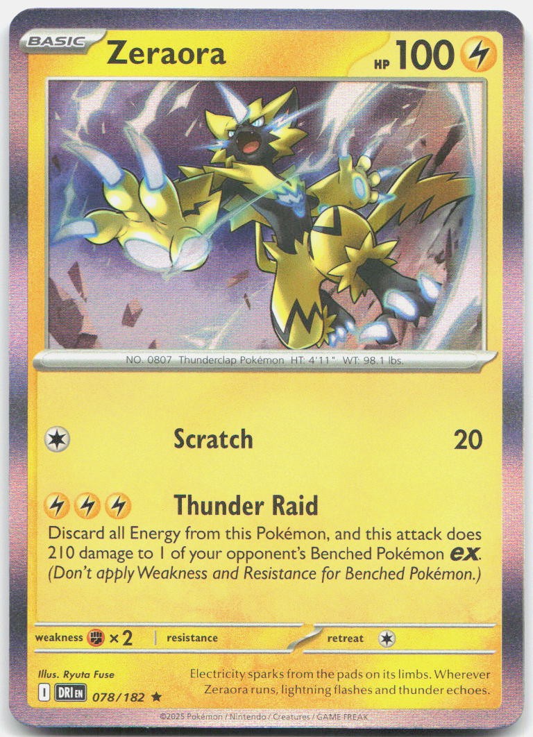 Zeraora Holo Rare SV10: Destined Rivals 078/182 NM