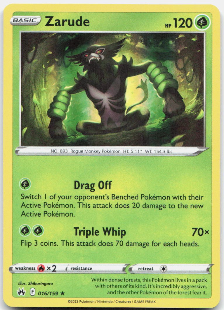 Zarude 016/159 Holo Rare Crown Zenith Pokemon Near Mint