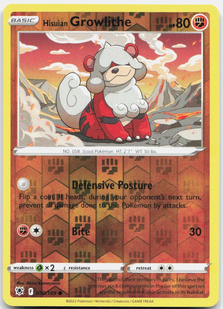 Hisuian Growlithe Reverse Holo Common SWSH10: Astral Radiance 070/189 NM