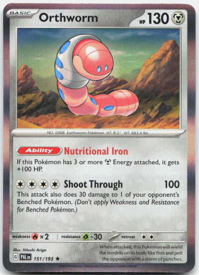 Orthworm 151/193 Rare Paldea Evolved Pokemon Holo Near Mint