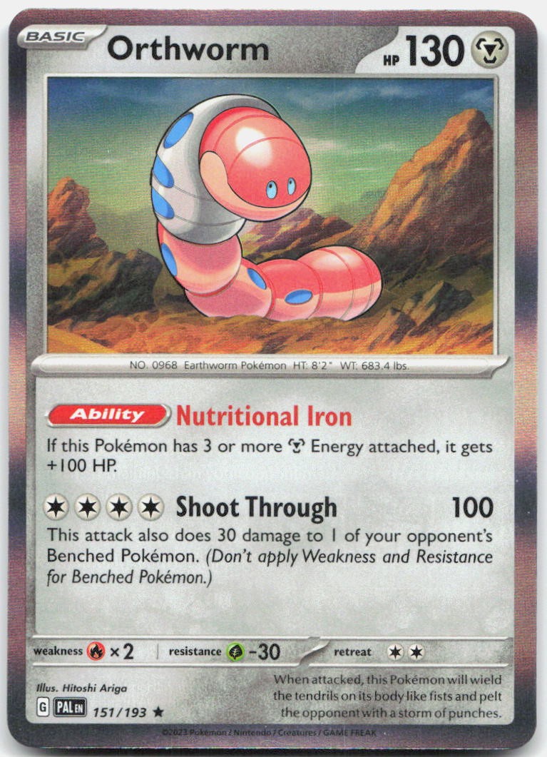 Orthworm 151/193 Rare Paldea Evolved Pokemon Holo Near Mint