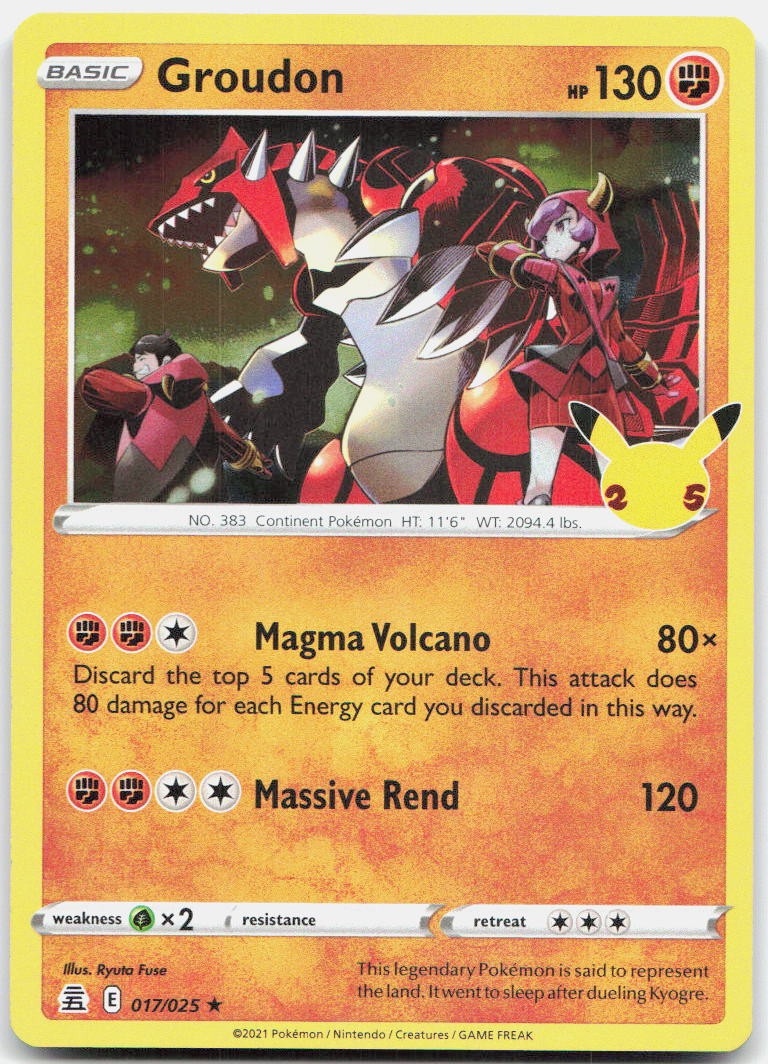 Groudon 017/025 Rare Celebrations Pokemon Holo Near Mint