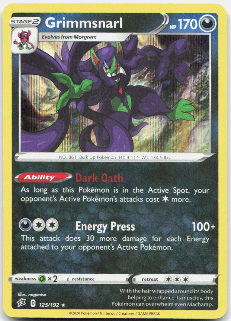 Grimmsnarl 125/192 Holo Rare Rebel Clash Pokemon Holo Near Mint