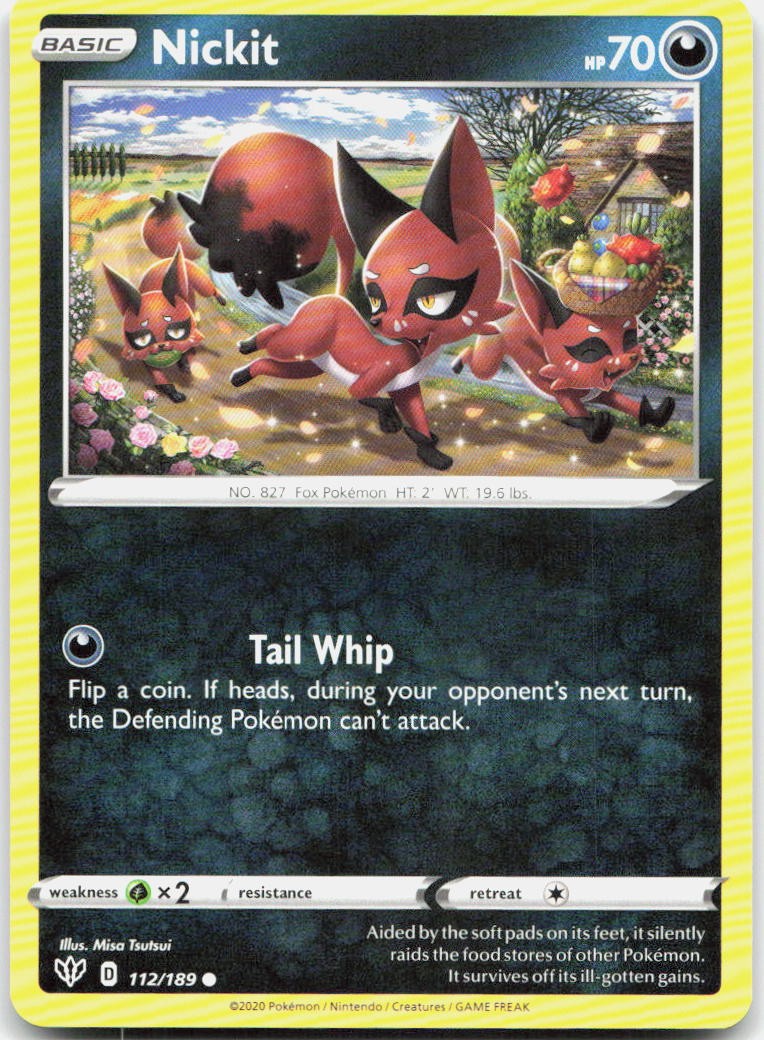Nickit 112/189 Common Darkness Ablaze Pokemon Near Mint