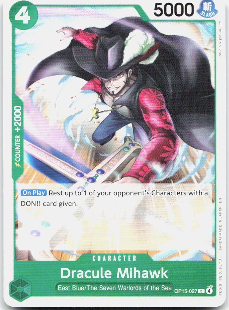 Dracule Mihawk C Adventure on Kami's Island OP15-027 NM