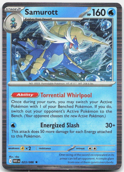 Samurott 023/086 Holo Rare White Flare Pokemon Near Mint
