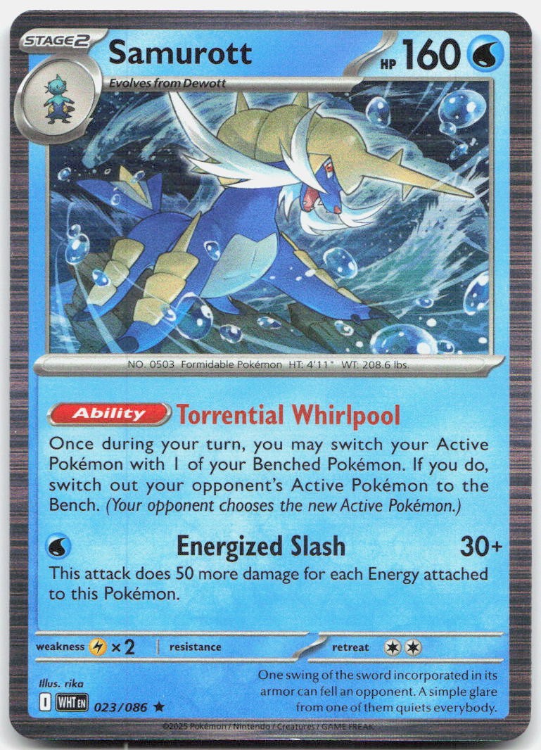Samurott 023/086 Holo Rare White Flare Pokemon Near Mint
